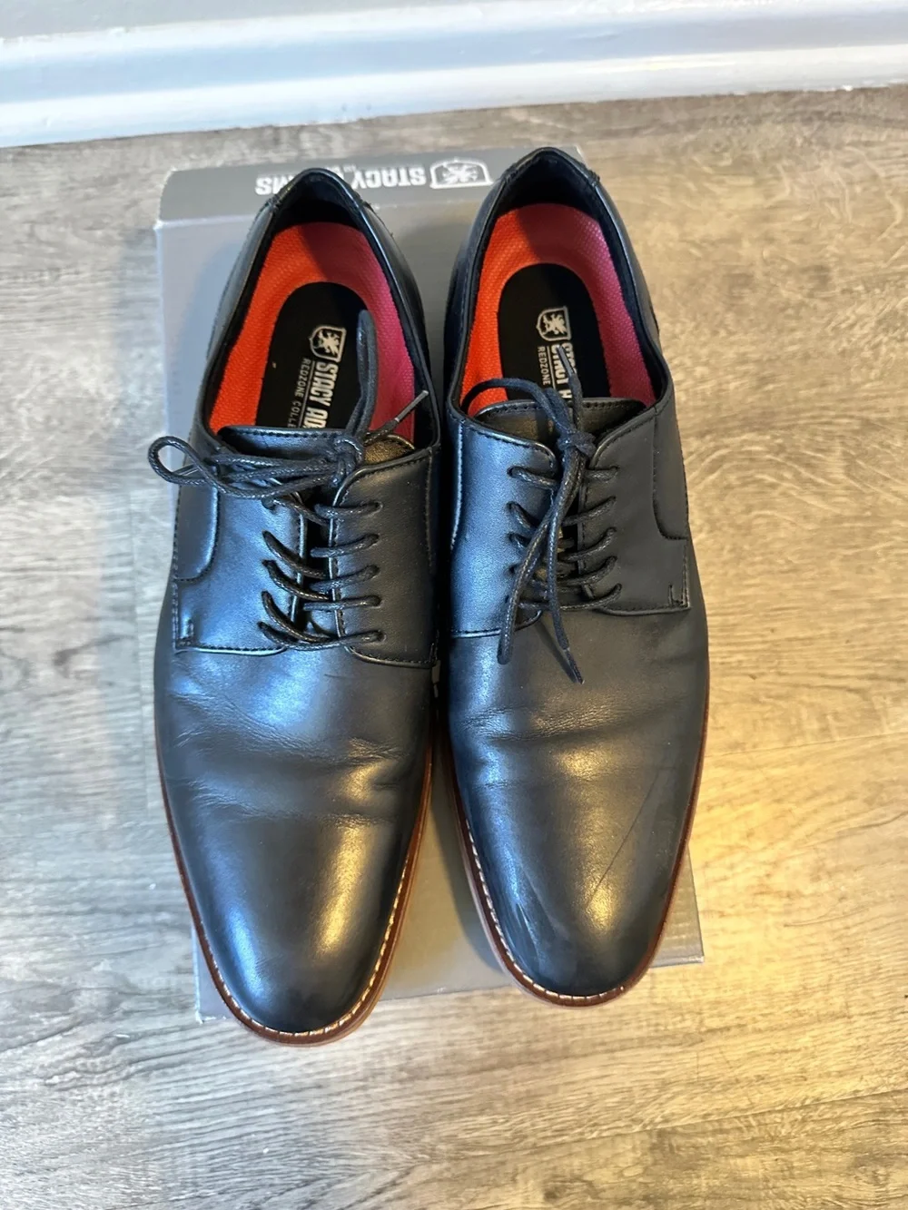 Stacy Adams Black Leather Derby Shoes with Contrast welt